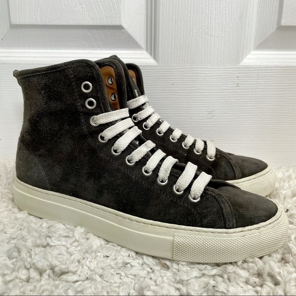 𝅺WOMAN by Common Projects Tournament High Top Charcoal Suede Sneakers 6.5 - Picture 1 of 9